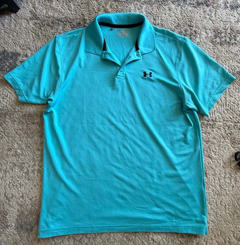 Under Armour Men's HeatGear Tech Polo Shirt Aqua Blue XL